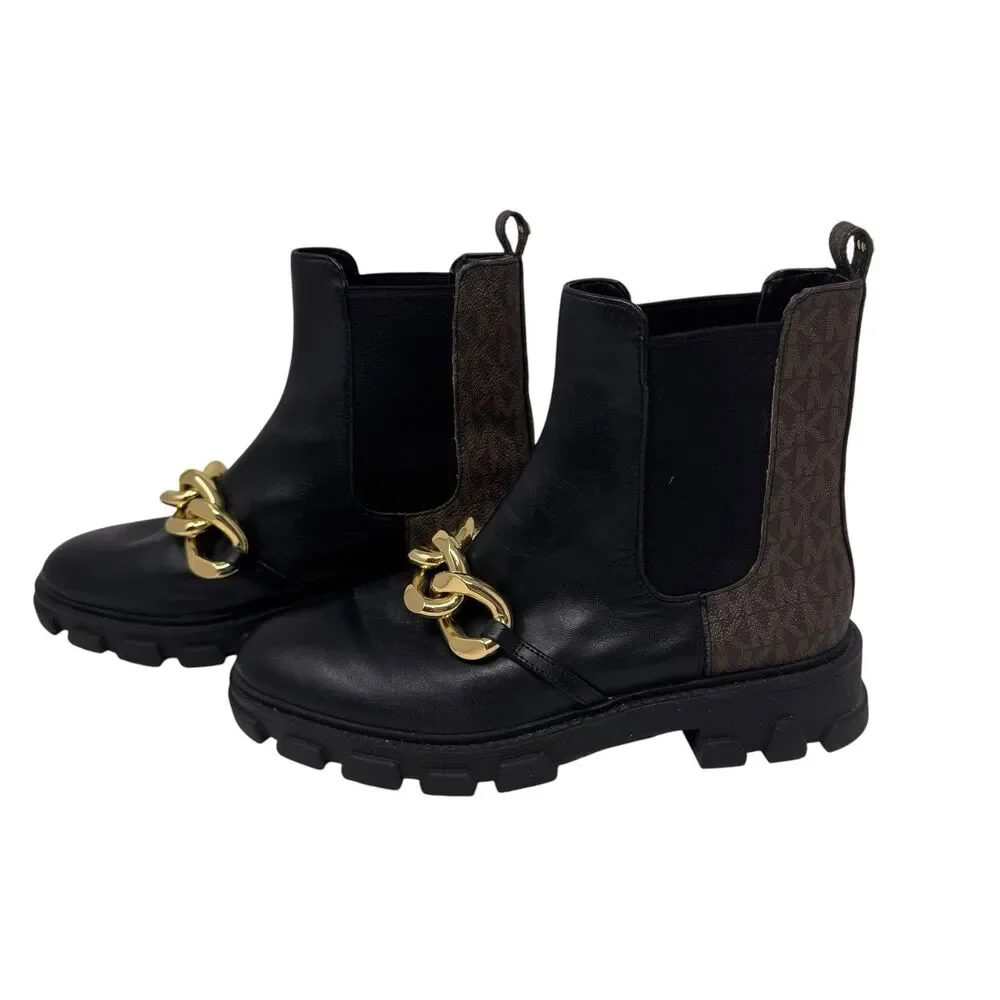 MICHAEL Michael Kors Women Scarlett Bootie Chelsea Boots chain Size 7.5